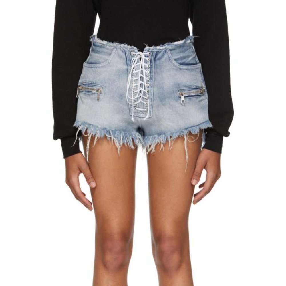 NWT Unravel Project Lace Up Shorts Light Stonewash